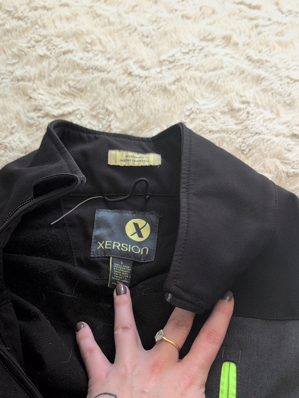 Xersion Black Utility Jacket with Neon Green Trim